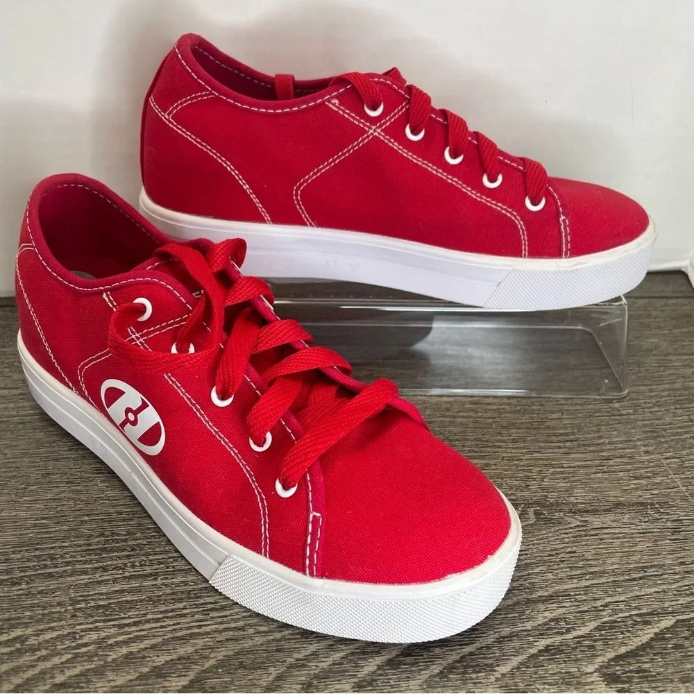 Heelys Red Sneakers with White Logo. Size 7.Skate shoes. Used- has marks.